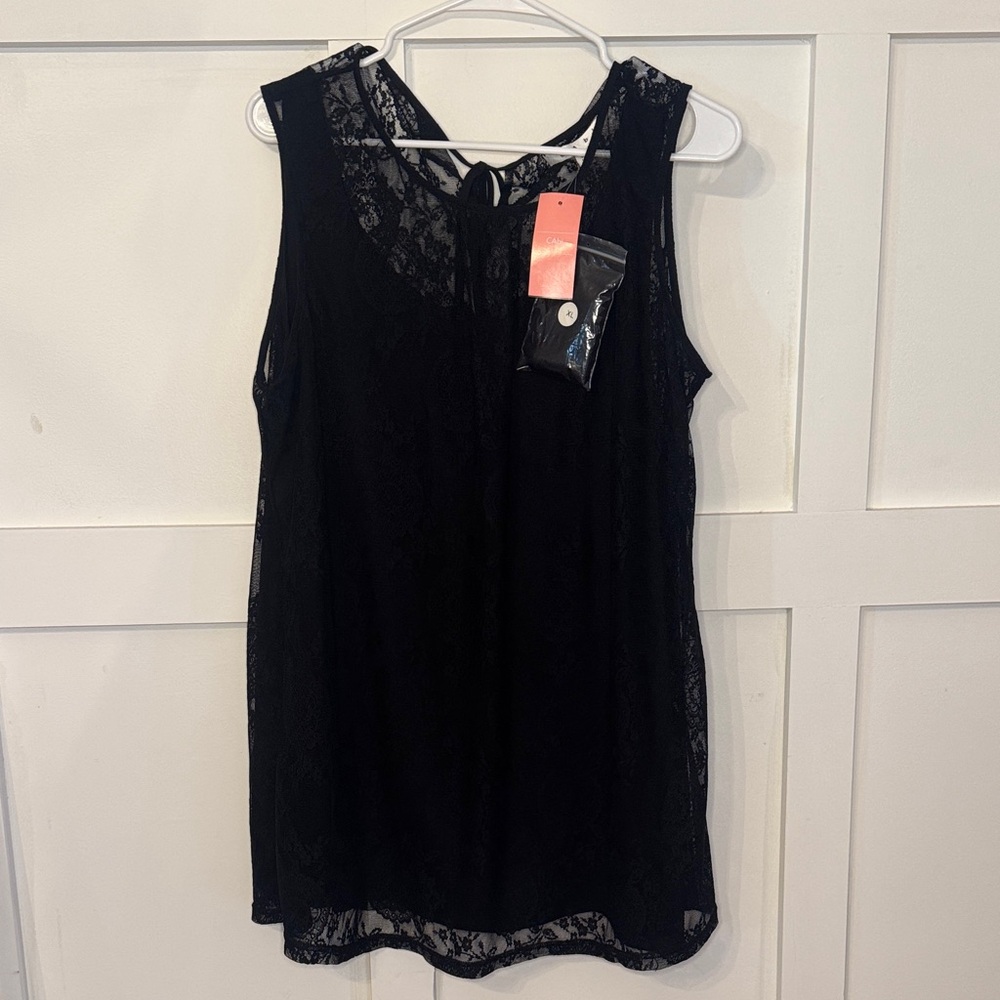 Cabi Date Night Black Lace Sleeveless Top
